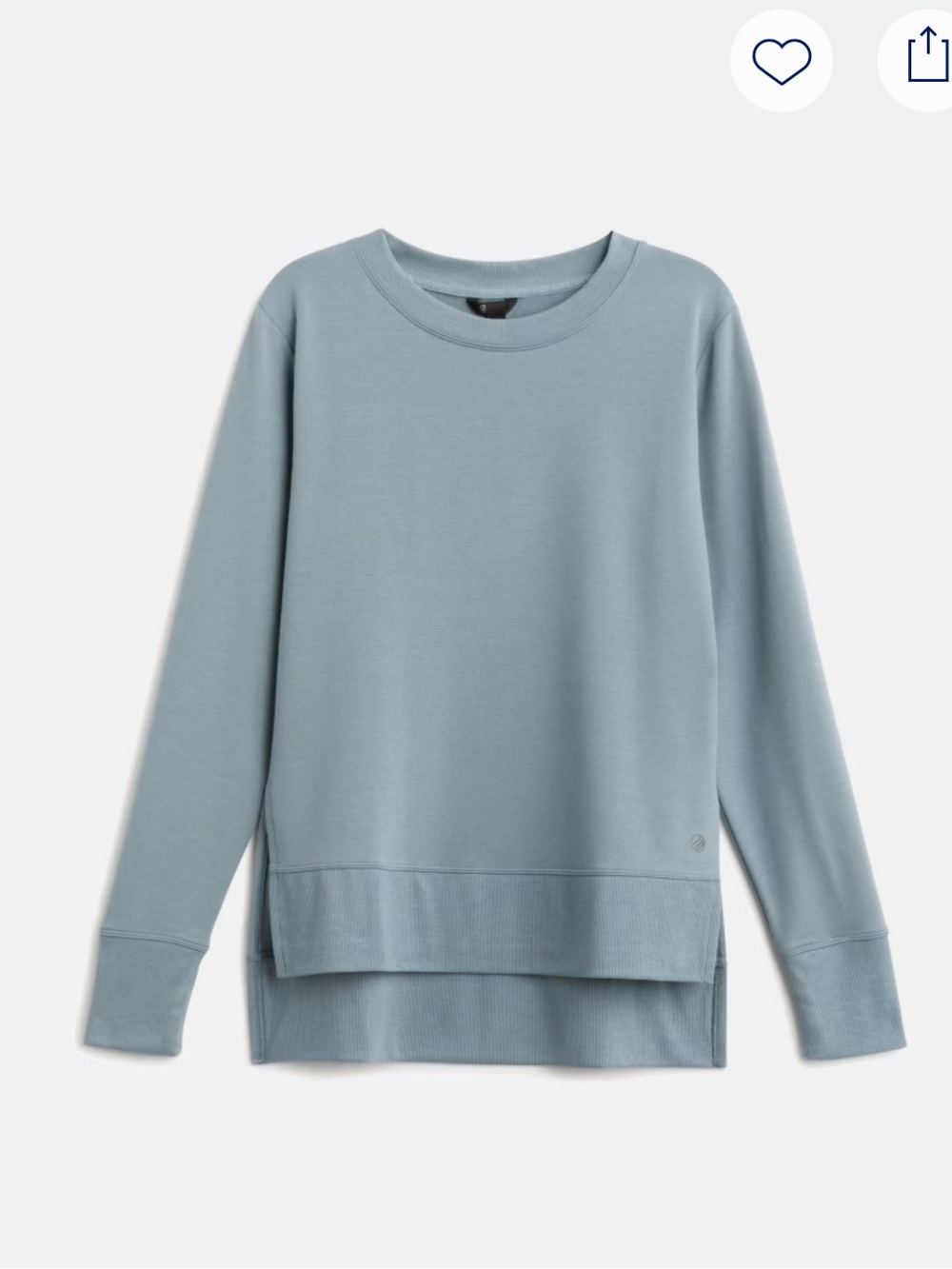 MPG Layered Hem Crewneck Sweater in Dusty Blue
